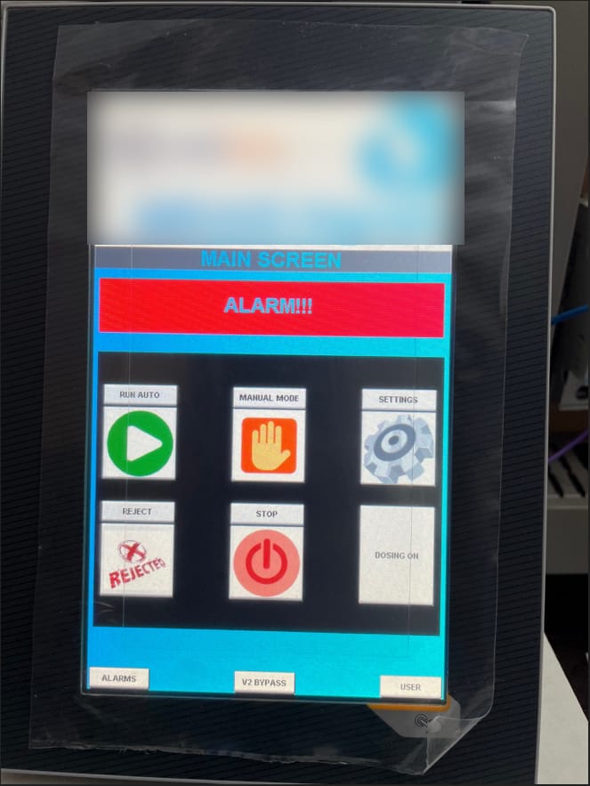Alarm indicator being displayed on a HMI